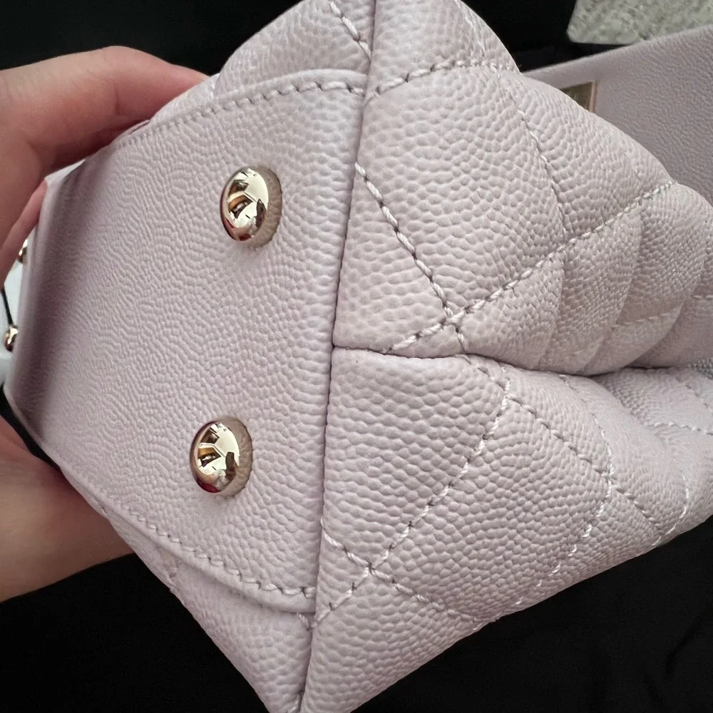 RARE 20A 2020 Chanel lilac small coco top handle pink shoulder bag - Picture 11 of 15